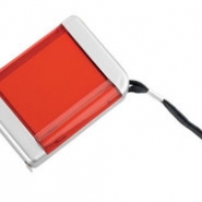 Рулетка с блокнотом для записей, ручкой, фонариком и наручным ремешком, красная