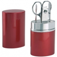 Маникюрный набор в алюминиевом тубусе, 4 предмета, красный