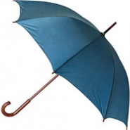 Зонт-трость полуавтоматический с деревянной ручкой, синий