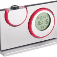 Часы с календарем, датой и термометром с проекцией времени и температуры на любую поверхность, красные