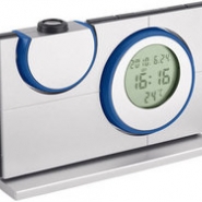 Часы с календарем, датой и термометром с проекцией времени и температуры на любую поверхность, синие