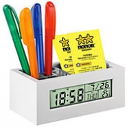 Настольный прибор с часами, датой, термометром, подставкамипод ручки и визитки