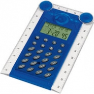 Калькулятор с часами, датой и складной линейкой, синий