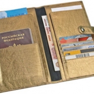 Портмоне дорожное с отделениями для паспорта, авиабилетов и кредитных карт, золотистое
