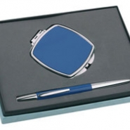 Набор: ручка шариковая, зеркало, синий