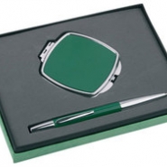 Набор: ручка шариковая, зеркало, зеленый
