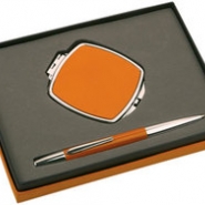 Набор: ручка шариковая, зеркало, оранжевый